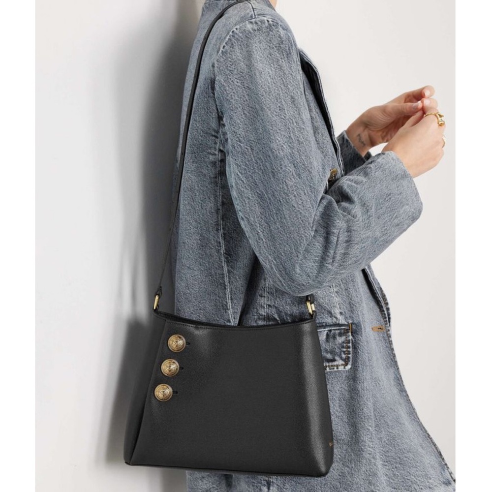 New Balmain black leather gold button embleme bag - Picture 3 of 13
